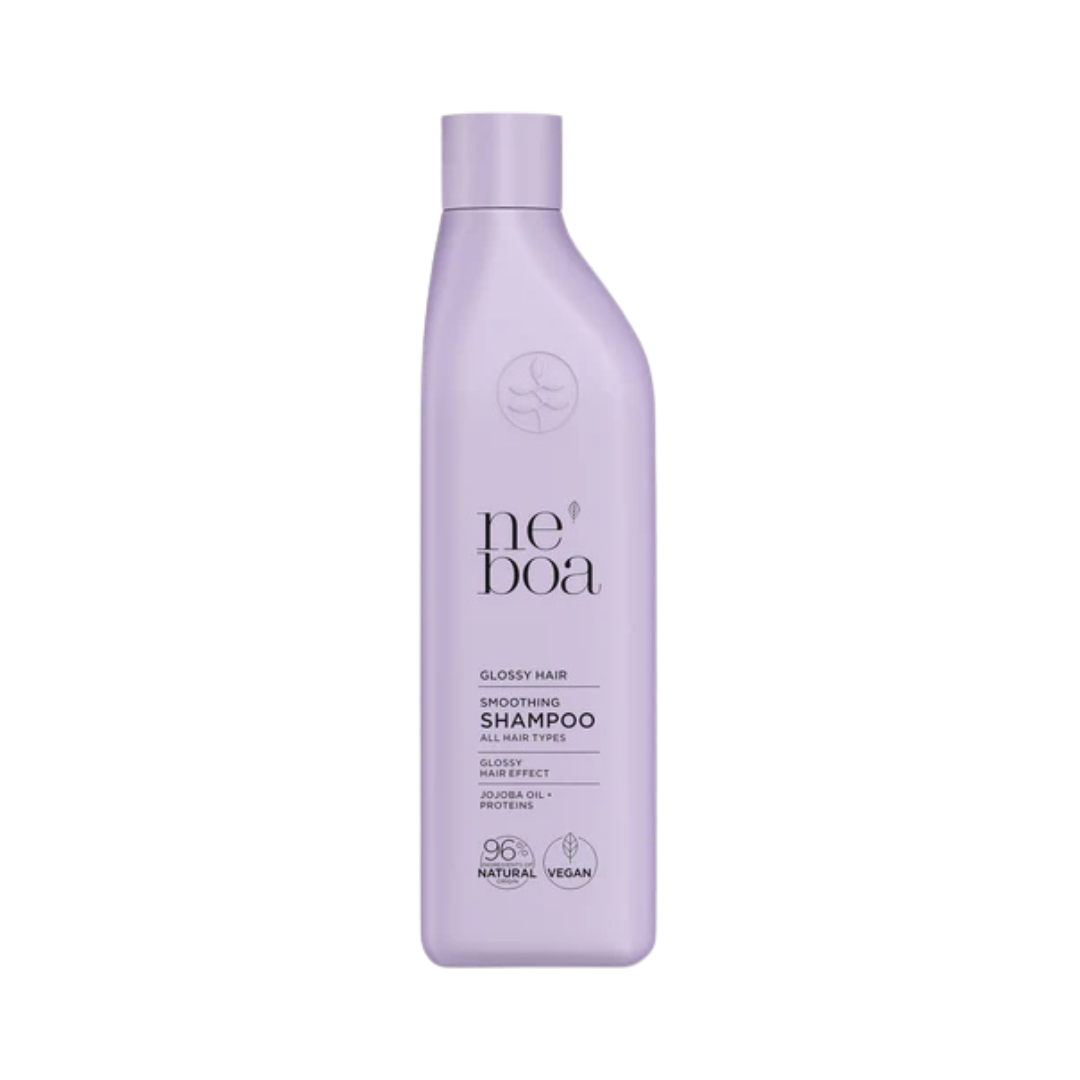 Neboa Glossy Hair Smoothing Shampoo, 300 ml, lavender plastic bottle with flip-top cap