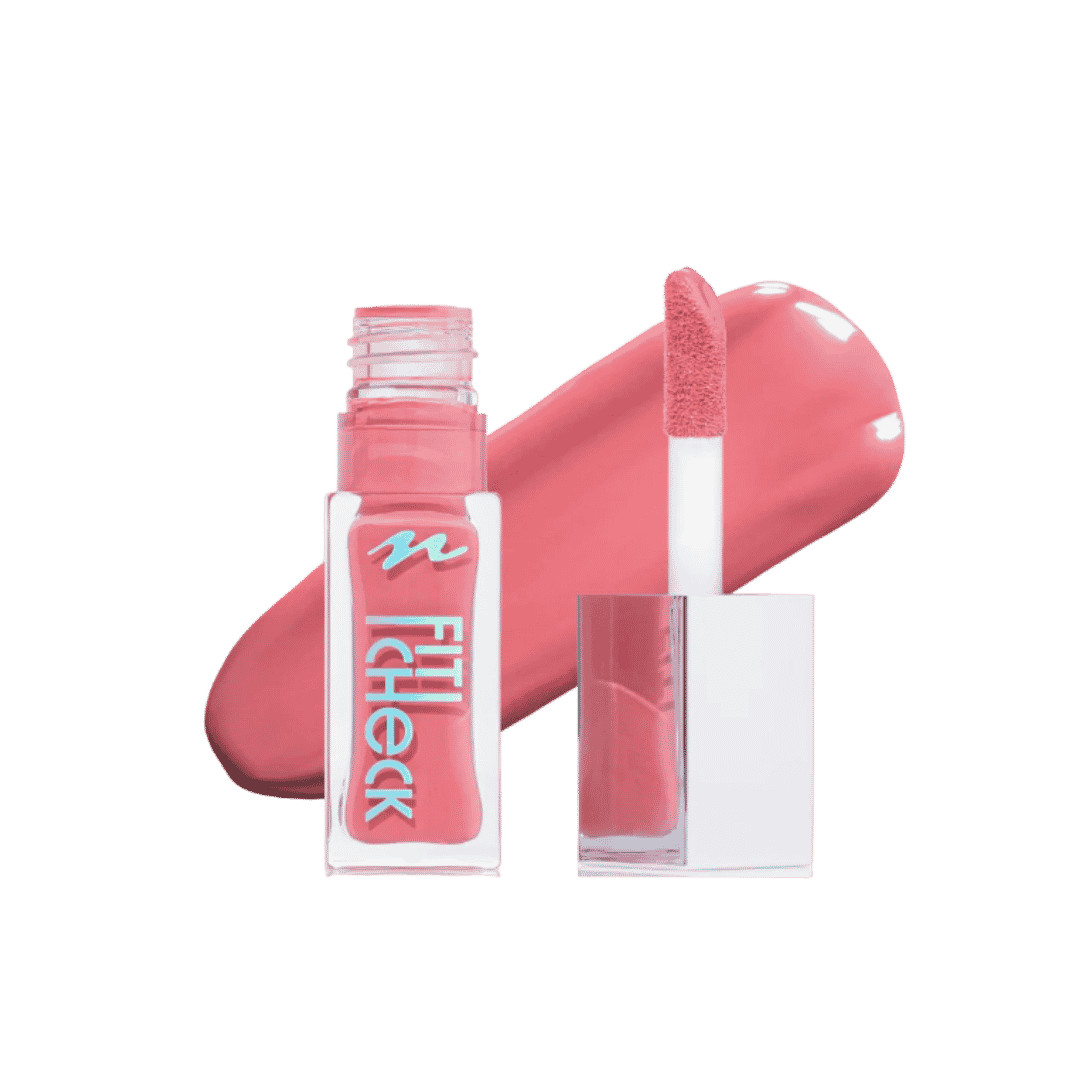 Milani Fit Cheek liquid blush, pink tube with doe-foot applicator and coral swatch