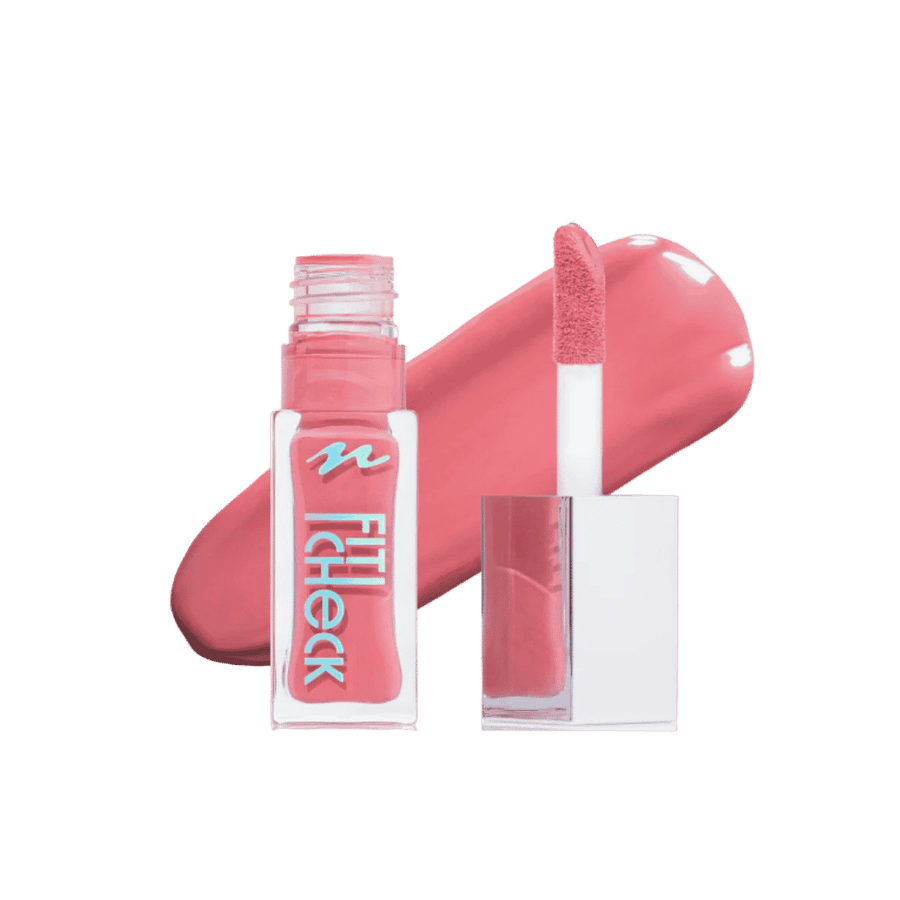 Milani Fit Cheek liquid blush, pink tube with doe-foot applicator and coral swatch