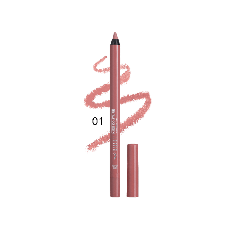 EVERITI Kiss Couture lip liner shade 01, rose pink pencil with matching cap and swatch