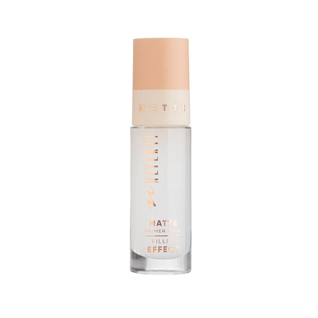 Neverti Matte Primer Base 32ml clear bottle with peach cap and matte filler effect label