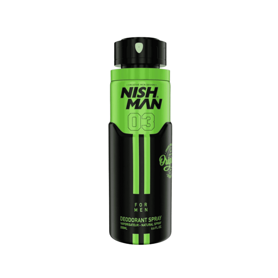 Nishman 03 Original deodorant spray for men, 200 ml black and green aerosol can