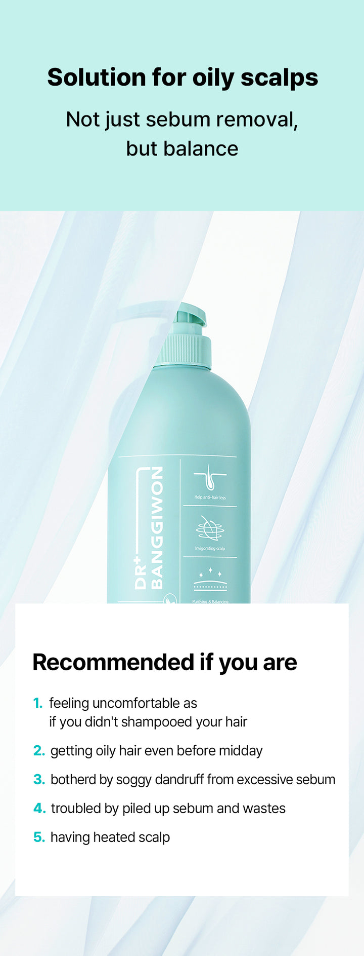 DR+ BANGGIWON No Sebum Shampoo - 1000ml | د + بانجيون شامبو مضاد للفروة الدهنية - 1000 مل