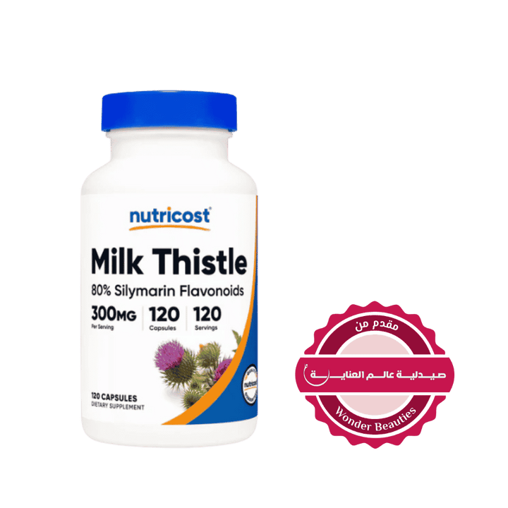 Nutricost Milk Thistle 300mg, 120 capsules, 80% Silymarin Flavonoids, dietary supplement.