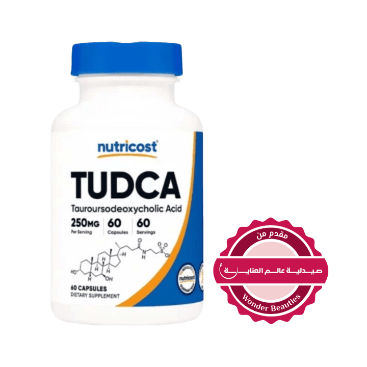 Nutricost TUDCA 250mg dietary supplement, 60 capsules bottle, with Tauroursodeoxycholic Acid (TUDCA).