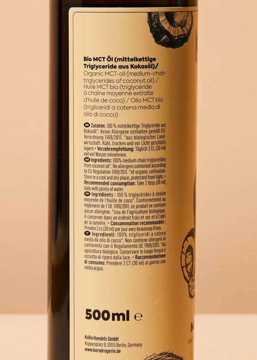 KoRo Bio Mct Oil - 500ml | كورو زيت جوز الهند غني بالدهون الثلاثية - 500 مل
