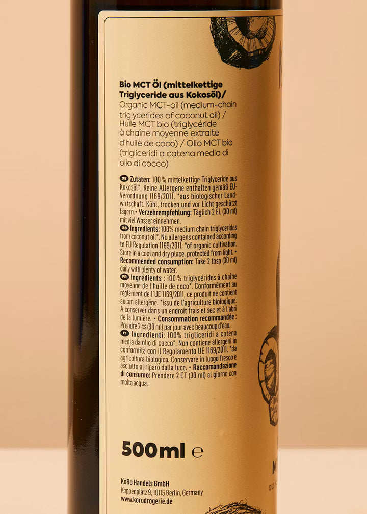 KoRo Bio Mct Oil - 500ml | كورو زيت جوز الهند غني بالدهون الثلاثية - 500 مل