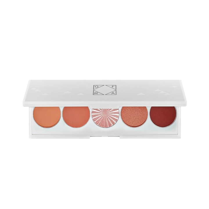 OFRA Sweet Dreams eyeshadow palette with five round pans, white compact case, matte and shimmer shades
