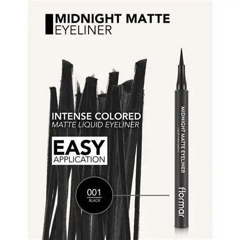 Flormar Midnight Matte Eyeliner - 1.2ml | فلورمار ايلاينر مات ميدنايت - 1.2مل