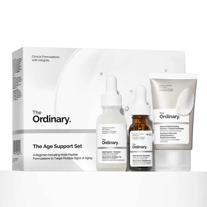 The Ordinary Age Support Set - 3-Step  Multi-Peptide + HA, Multi-Peptide Eye Serum, and Natural Moisturizing Factors + PhytoCeramides | ذا أورديناري مجموعة العناية بمقاومة علامات التقدم بالعمر 3 خطوات بالببتيدات والترطيب