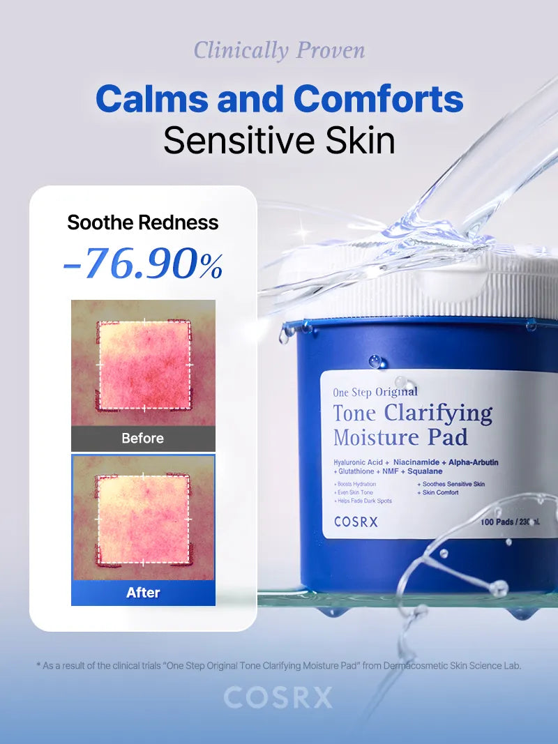 COSRX - One Step Original Tone Clarifying Moisture Pad -100 Pads | كوزركس بادز مرطبة لتوحيد لون البشرة – 100 وسادة