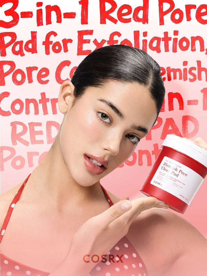 COSRX Blemish Pore Clear Pad One Step Original Salicylic Acid AHA PHA 100 Pads - 300ml | كوزركس وسادات تنظيف وتقشير المسام بحمض الساليسيليك وAHA وPHA – 100 وسادة، 300 مل