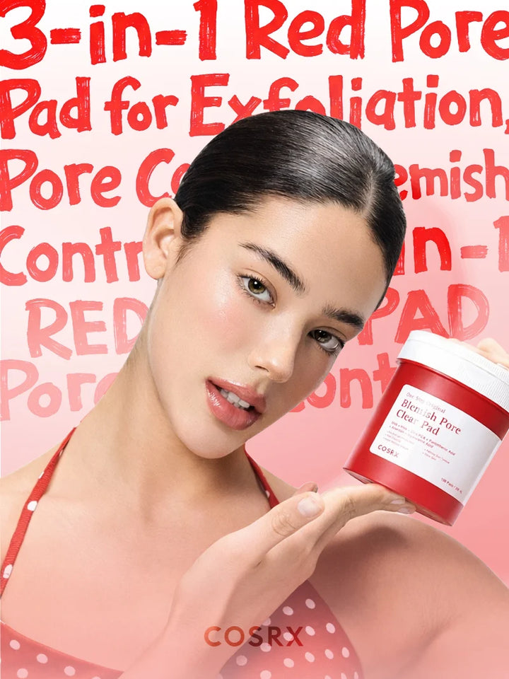COSRX Blemish Pore Clear Pad One Step Original Salicylic Acid AHA PHA 100 Pads - 300ml | كوزركس وسادات تنظيف وتقشير المسام بحمض الساليسيليك وAHA وPHA – 100 وسادة، 300 مل