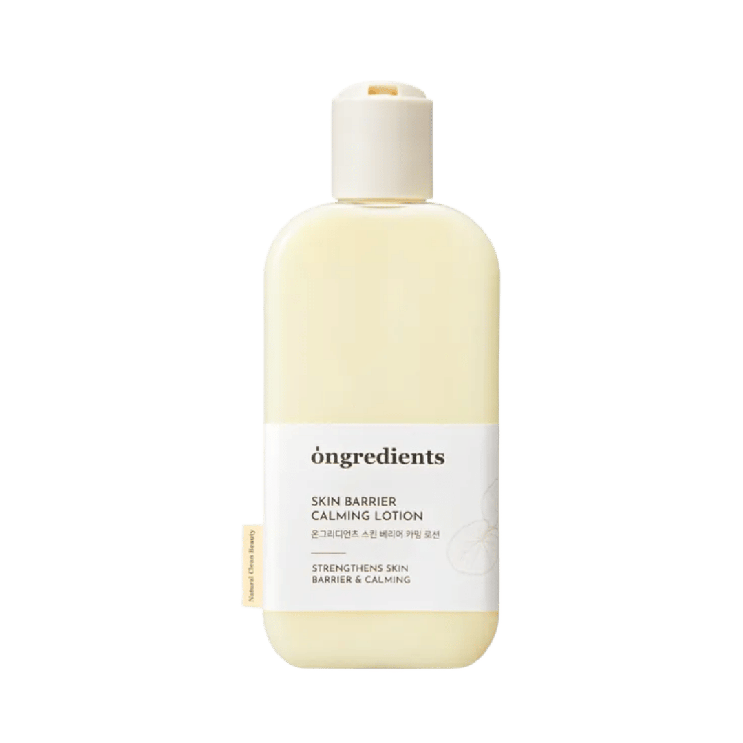 Ongredients Skin Barrier Calming Lotion, face and body moisturizer, centella extract, NB P-Complex, peptides, 220ml bottle.