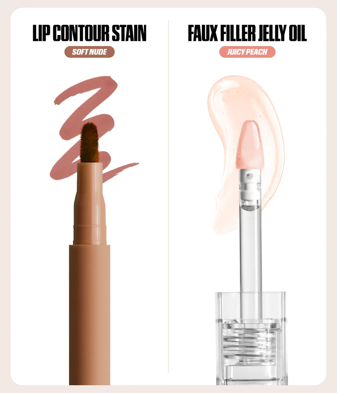 Huda Beauty Makeout Sesh Lip Duo Peachy Nudes - 10ml | هدى بيوتي مجموعة قلم تحديد شفاه مع غلوس - 10 مل