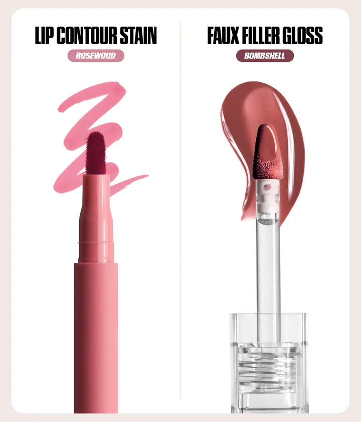 Huda Beauty Makeout Sesh Lip Duo Rosy Nudes - 10ml | هودا بيوتي ثنائي الشفاه ميك آوت سيش روزي نودز - 10مل