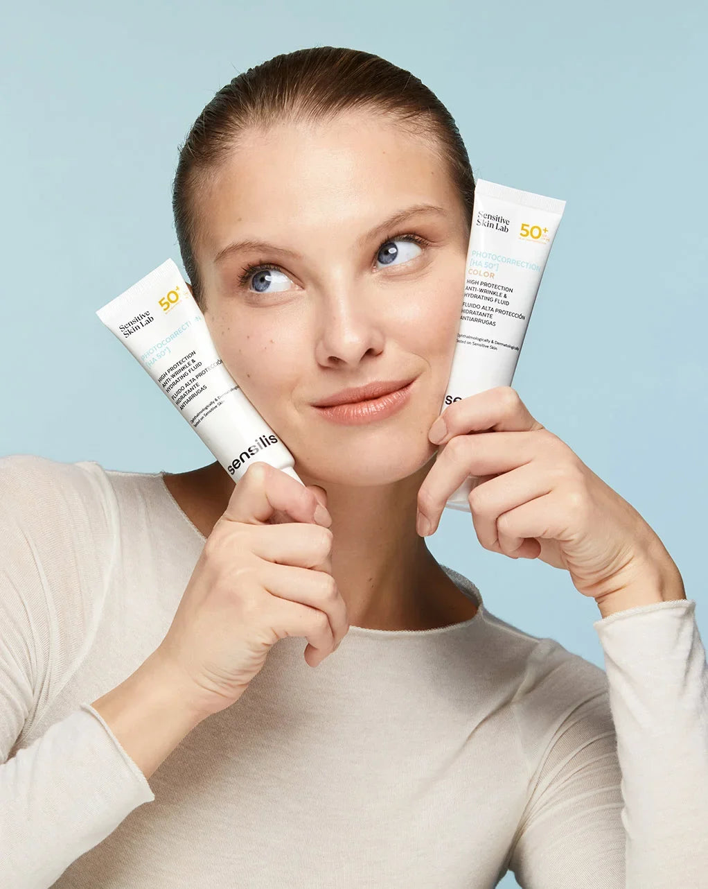 Sensilis Photocorrection Ha 50+ Moisturizing and Anti-wrinkle Tinted Fluid SPF 50+ - 50ml | سينسيليس واقي شمسي سائل مرطب مع لون للبشرة للبشرة التي تعاني من التجاعيد - 50 مل