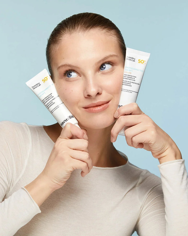 Sensilis Photocorrection Ha 50+ Moisturizing and Anti-wrinkle Tinted Fluid SPF 50+ - 50ml | سينسيليس واقي شمسي سائل مرطب مع لون للبشرة للبشرة التي تعاني من التجاعيد - 50 مل