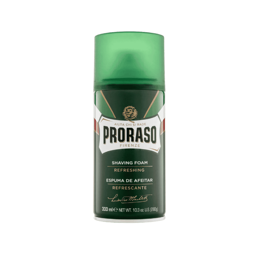 Proraso Refreshing Shaving Foam, green 300ml aerosol can with translucent green cap