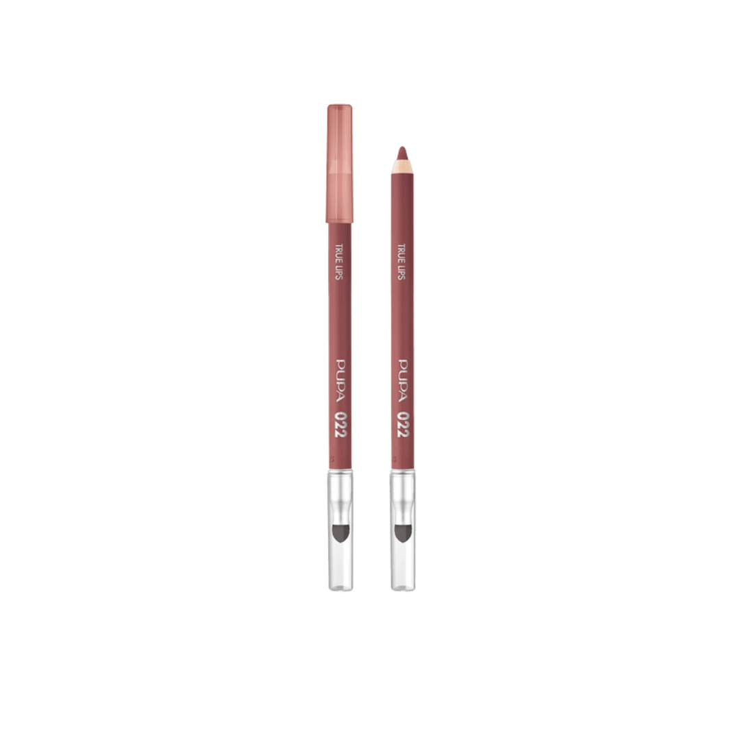 Pupa True Lips lip pencil 022, nude shade, with cap and built-in sharpener base.