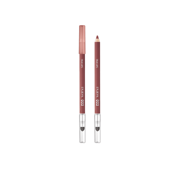 Pupa True Lips lip pencil 022, nude shade, with cap and built-in sharpener base.
