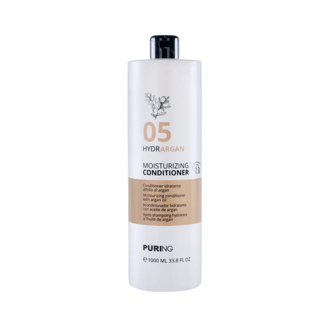 Puring 05 Hydrargan moisturizing conditioner, 1000ml, white cylindrical bottle with black flip-top cap and beige label
