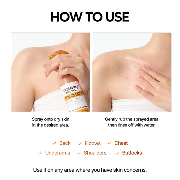 Dr.Melaxin Peel Shot Exfoliating Kojic Acid Turmeric Spray - 200ml | د. ميلاكسين بخاخ تقشير بحمض الكوجيك والكركم - 200 مل