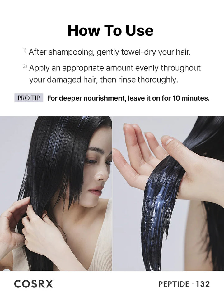 COSRX PEPTIDE-132 Ultra Perfect Hair Bonding Treatment Large - 240ml | كوزركس بيبتايد-132 علاج ترابط وإصلاح الشعر بالحجم الكبير – 240 مل