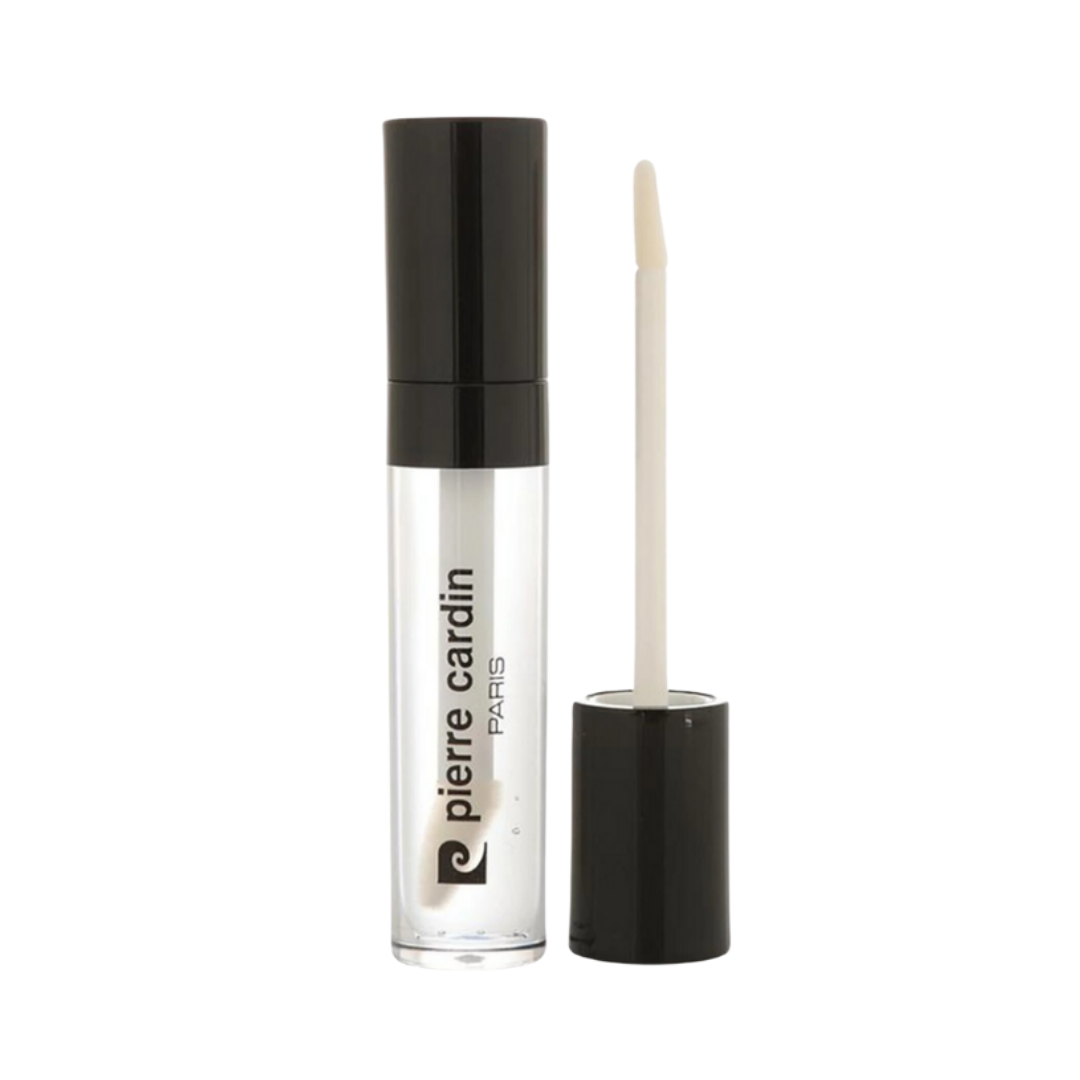Pierre Cardin crystal sheer lip gloss transparent tube black cap applicator wand 5ml packaging