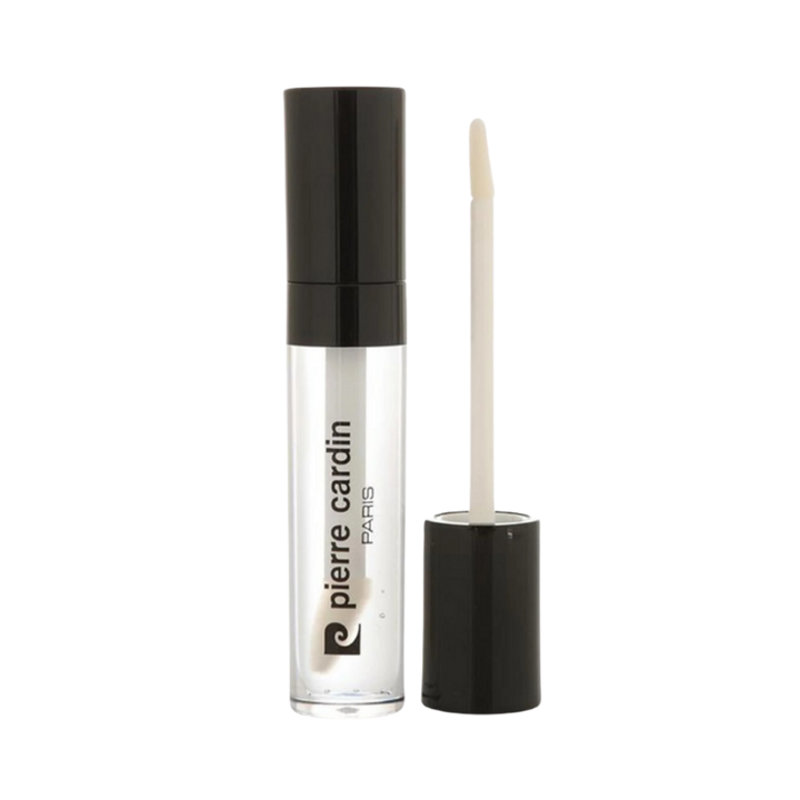 Pierre Cardin crystal sheer lip gloss transparent tube black cap applicator wand 5ml packaging