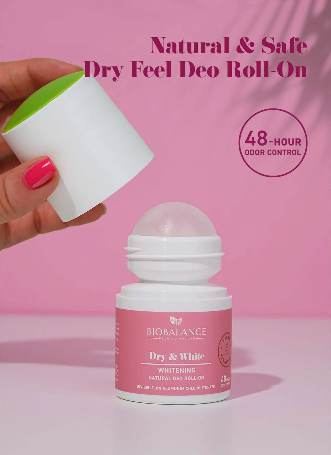 BioBalance Dry & White Whitening Natural Deodorant Roll On - 50ml | بايو بالانس رول أون طبيعي مضيء - 50مل