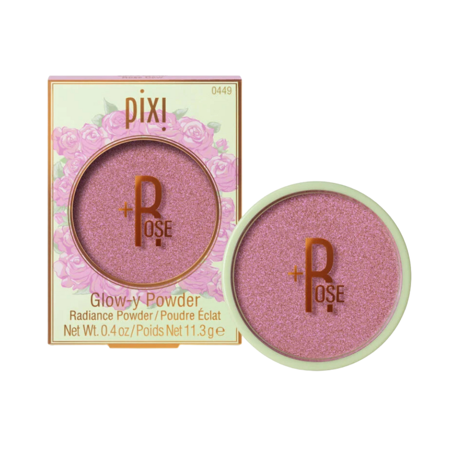 Pixi Glow-y Powder Blush 11.3g rose shimmer compact with floral box packaging