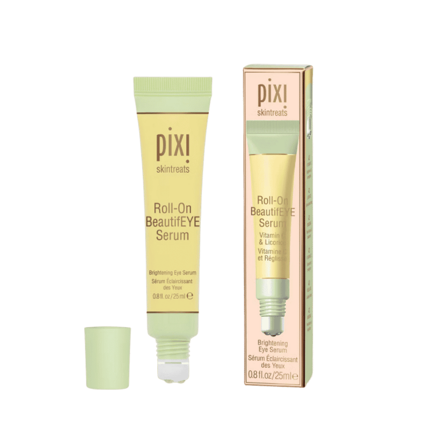 Pixi Skintreats Roll-On BeautifEYE Serum 25ml tube with rollerball, cap, and matching box