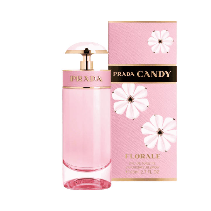 Prada Candy Florale Eau de Toilette 80ml with visible packaging, perfume bottle design, and brand name.