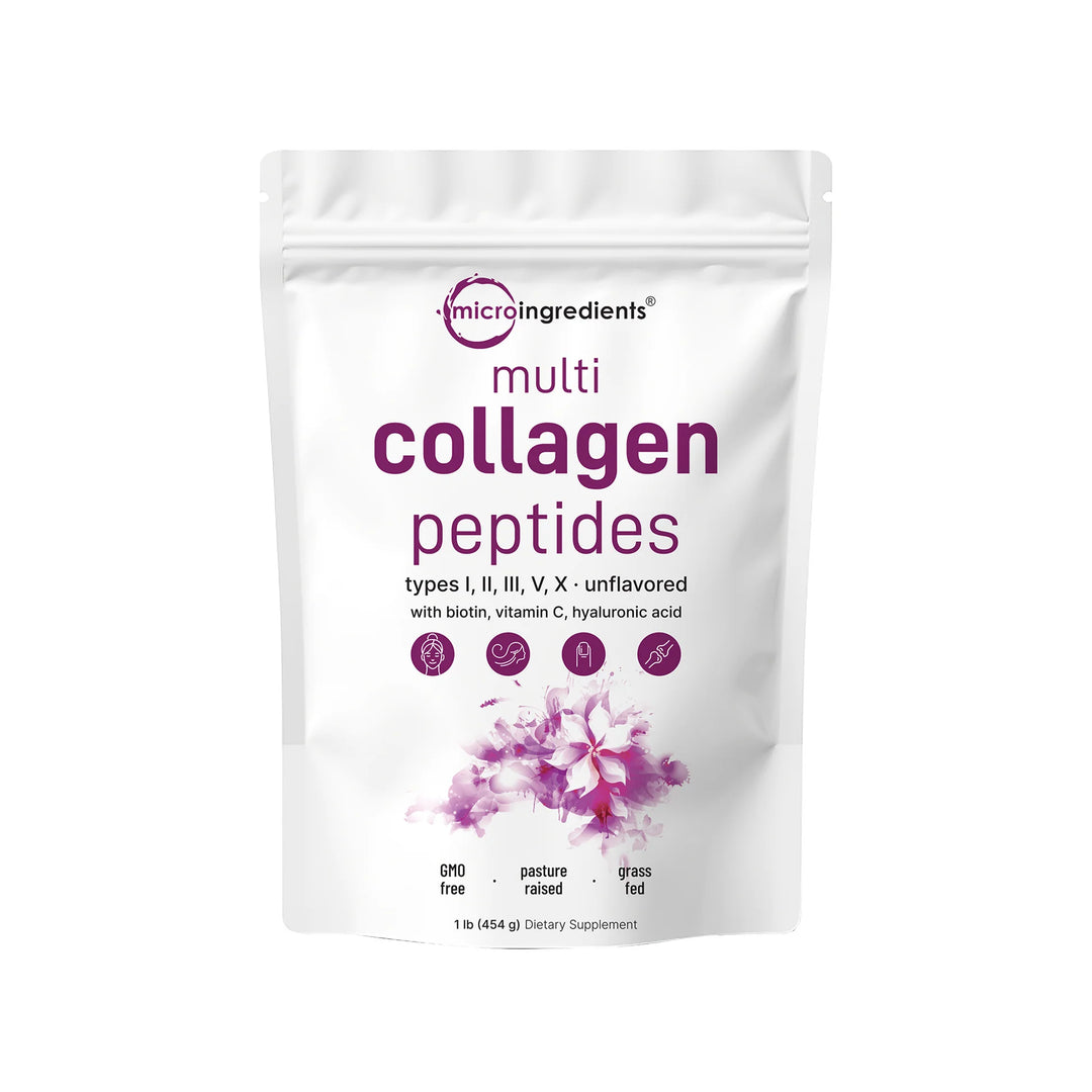 MicroIngredients Multi Collagen Peptides Powder - Hydrolyzed Protein - 454g | مايكرو إنغريدينتس مسحوق ببتيدات الكولاجين المتعددة – بروتين متحلل – 454 غ