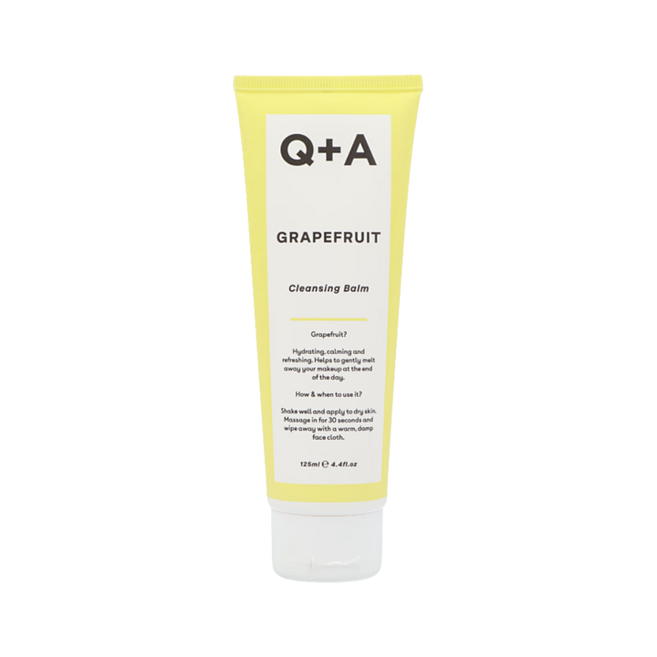 Q+A Grapefruit Cleansing Balm 125 ml yellow tube with white flip cap
