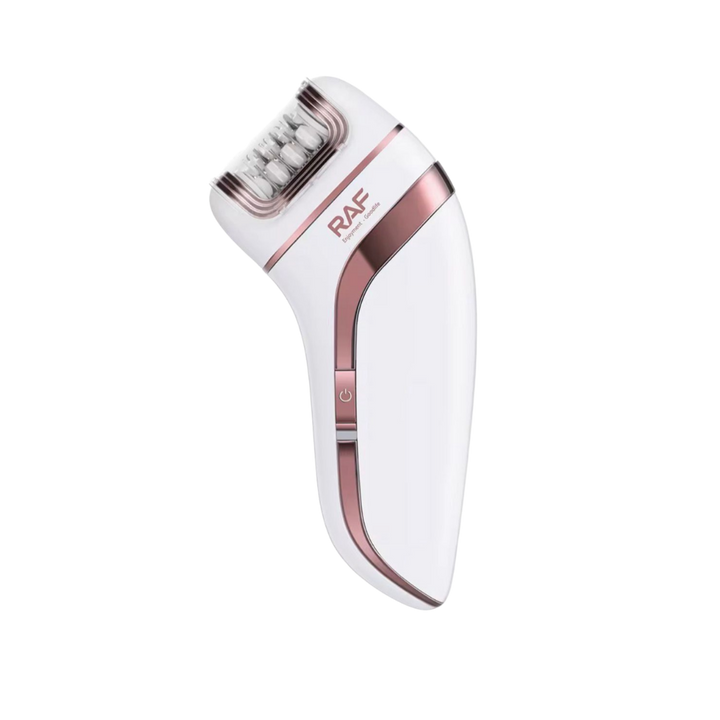 RAF 3 in 1 epilator device white pink electric hair remover with multiple detachable heads