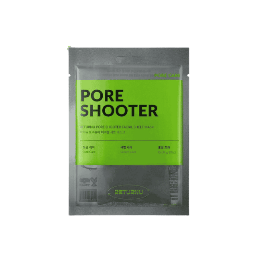 RETURN Pore Shooter facial sheet mask pore care and sebum care pouch packaging