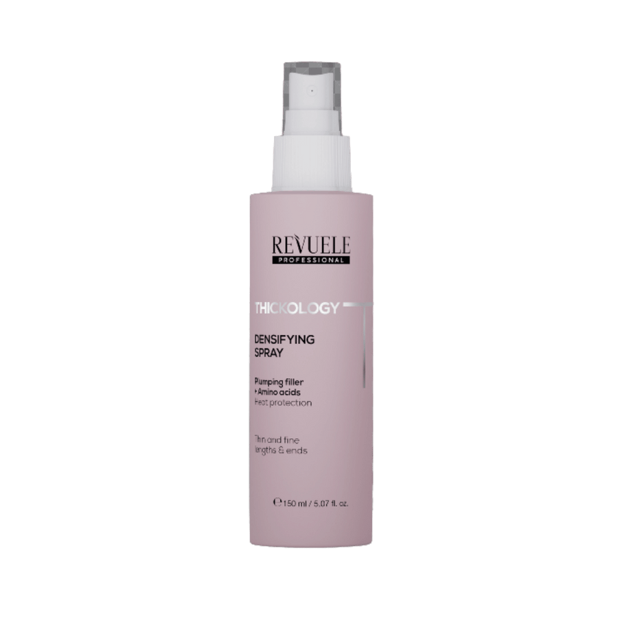REVUELE Thickology Densifying Volume Spray bottle 150ml for thin fine hair styling.