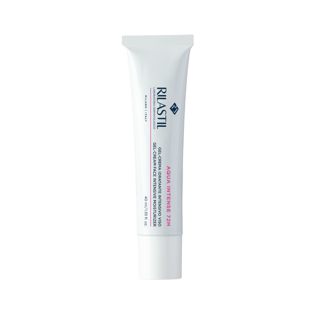Rilastil Aqua Intense 72H Gel-Cream, 40ml, Intensive Moisturizer for face, provides long-lasting hydration.
