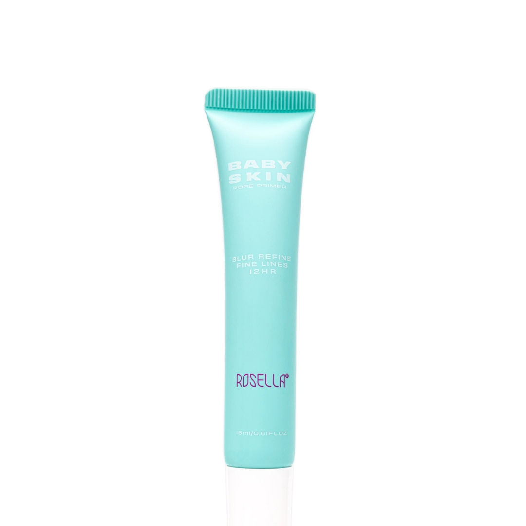 ROSELLA Baby Skin Pore Primer 18ml in turquoise squeeze tube with white cap