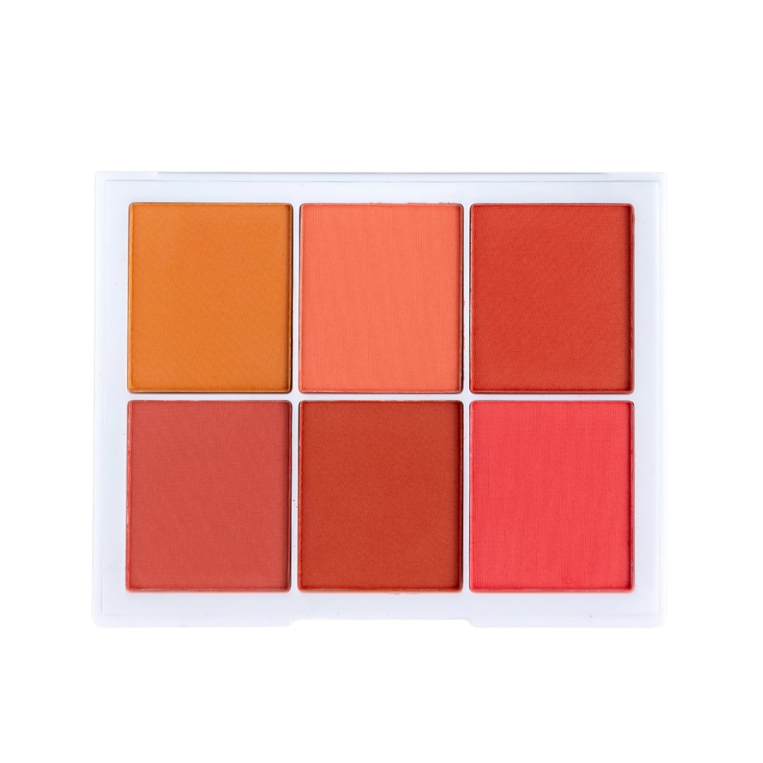 ROSELLA Cupcake Blush Bar 12g palette with six warm powder blush shades in clear case