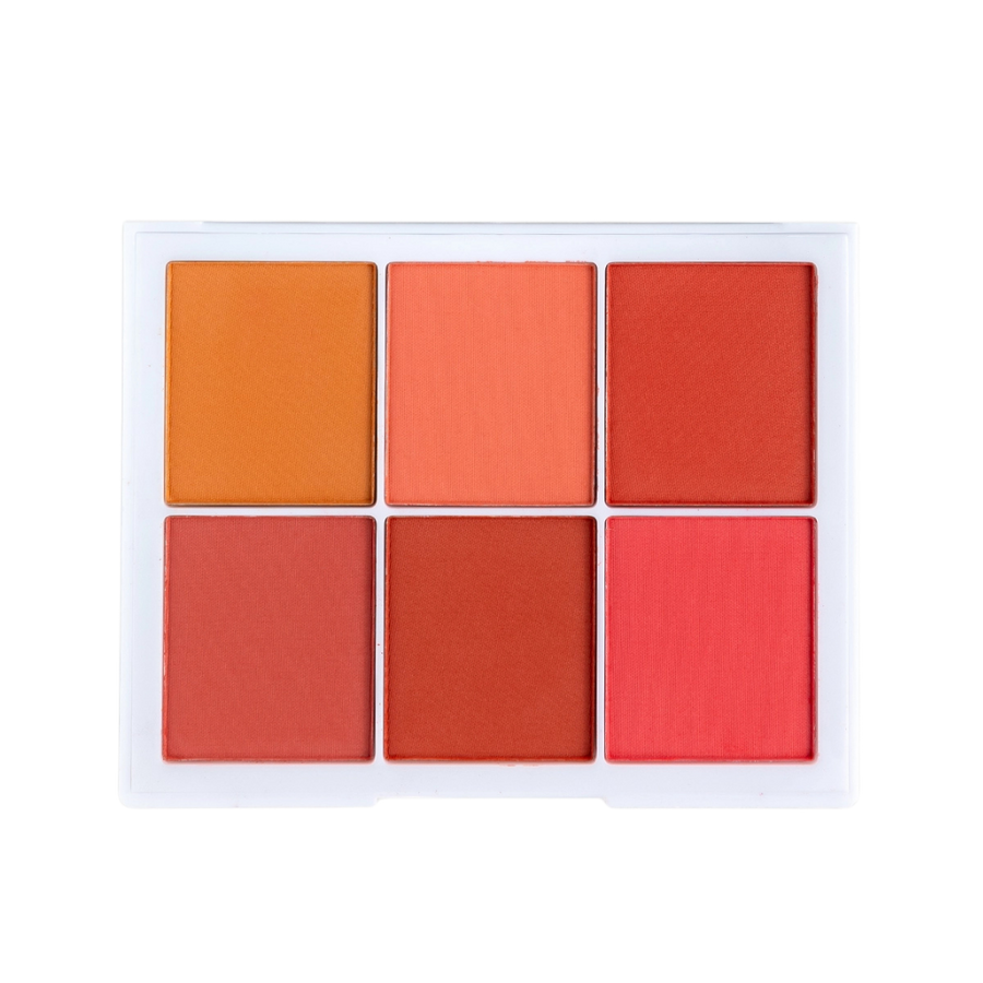 ROSELLA Cupcake Blush Bar 12g palette with six warm powder blush shades in clear case