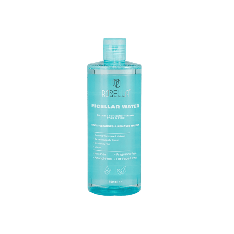 Rosella Micellar Water turquoise 400ml bottle for sensitive skin, face and eyes