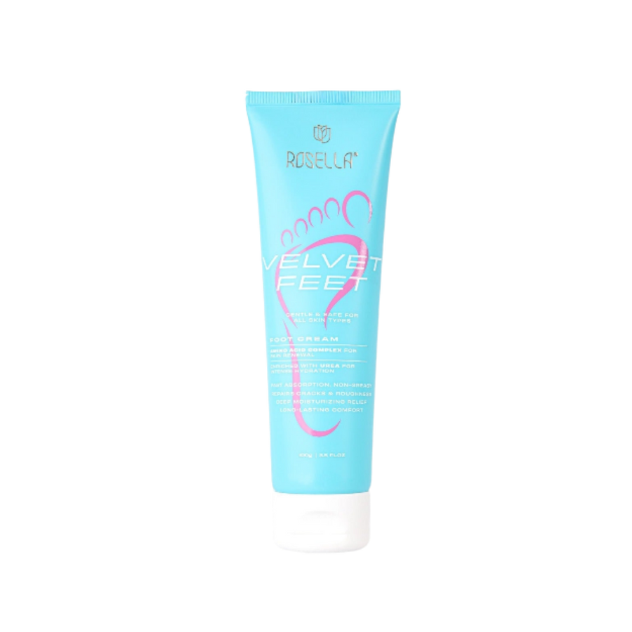 ROSELLA Velvet Feet Foot Cream 60g turquoise tube with pink label and white cap