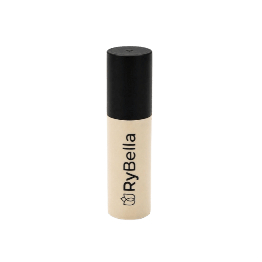 Rybella liquid concealer, light beige shade, cylindrical tube with black cap, compact packaging