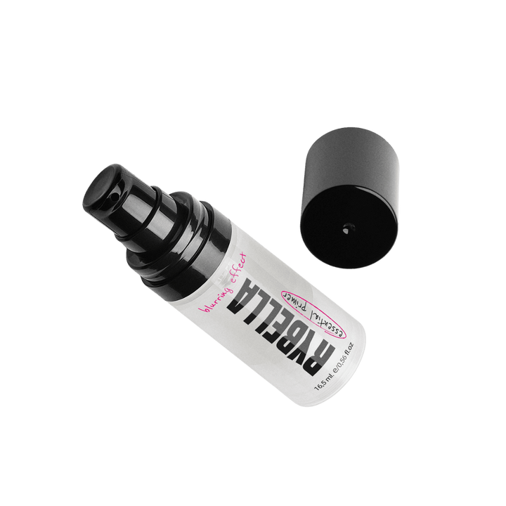 Rybella blurring effect essential primer, 16.5ml pump bottle with black cap, lightweight makeup base