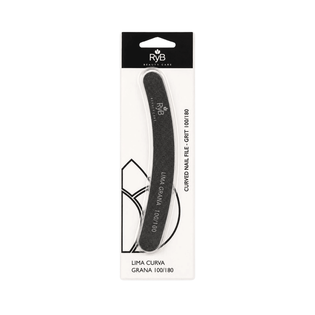 RYBELLA curved nail file 100 100 grit black emery board packaged beauty care tool