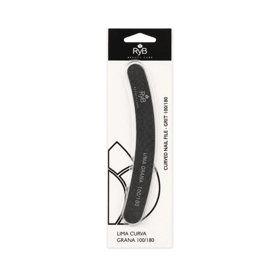 RYBELLA curved nail file 100 100 grit black emery board packaged beauty care tool