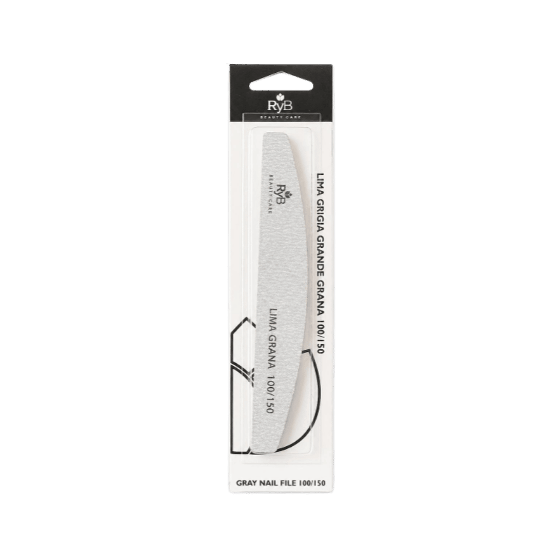 Rybella gray nail file 100/150 grit in packaging, large emery board manicure tool